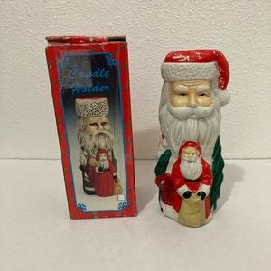 VINTAGE FatherFrost with Santa Clause Candle Holder sack standing christmas tree